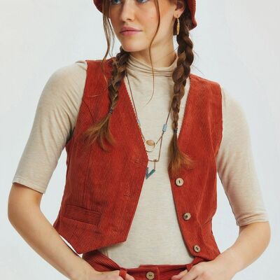 Bohemian V-Neck Classic Women's Vest Orange