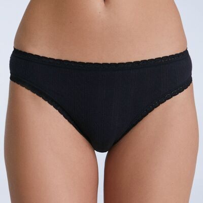 1163-021 | Jacquard briefs with lace - Black