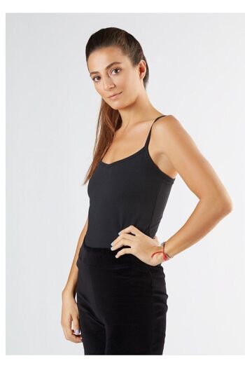 1216-021 | Top fines bretelles femme stretch - Noir 2