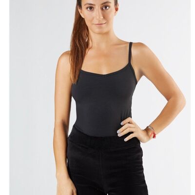 1216-021 | Top fines bretelles stretch femme - noir
