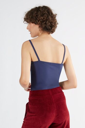 1216-027 | Top à fines bretelles pour femme stretch - bleu foncé 3