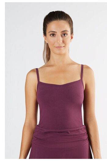 1216-028 | Top à fines bretelles femme stretch - aubergine 1