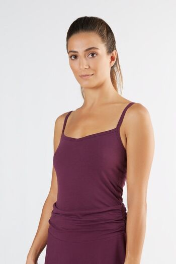 1216-028 | Top à fines bretelles femme stretch - aubergine 2