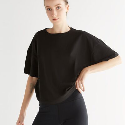 1220-021 | T-Shirt Ample Flammé Femme - Noir