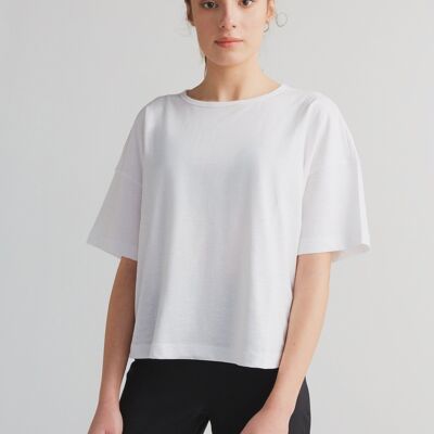 1220-022 | Camiseta holgada Flammé para mujer - blanco natural