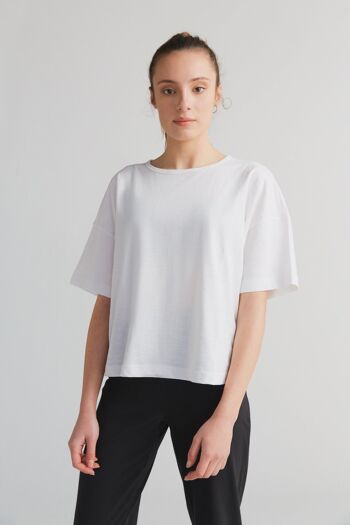 1220-022 | T-shirt ample Flammé femme - blanc naturel 1