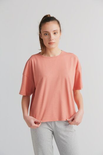 1220-053 | T-shirt ample Flammé femme - rouge saumon 2
