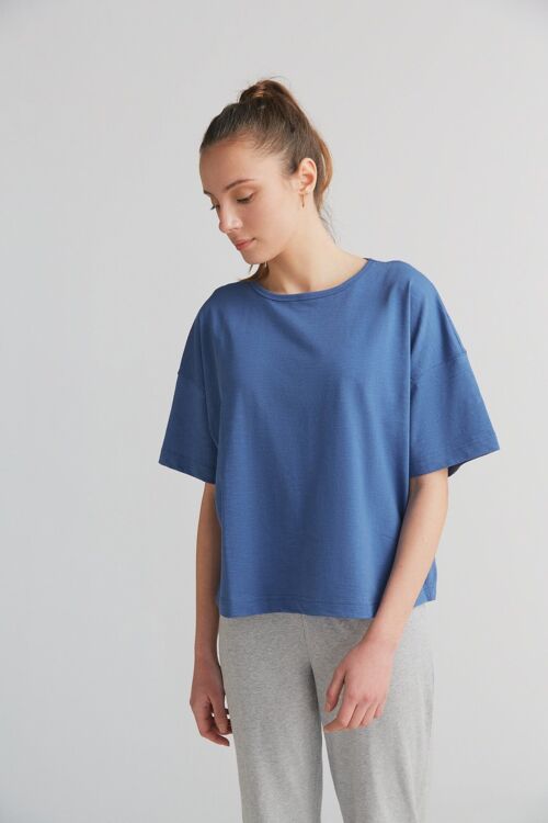 1220-054 | Women's Flammé loose T-shirt - Gentian blue