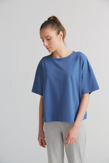 1220-054 | T-shirt ample Flammé Femme - Bleu gentiane 1