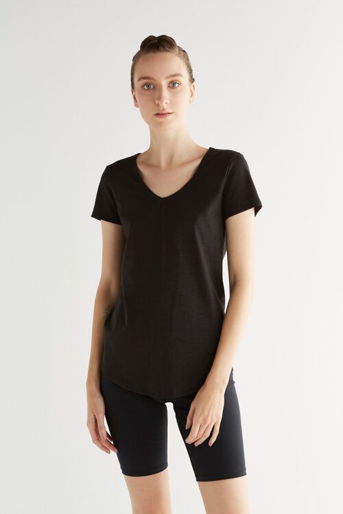 1223-021 | Women's Flammé V-Neck T-Shirt - Black