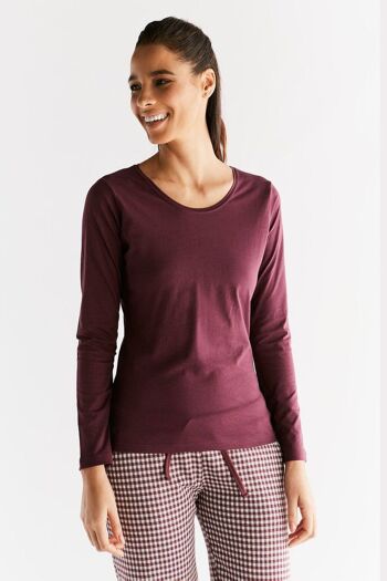 1251-02 | Chemise manches longues femme - aubergine 1