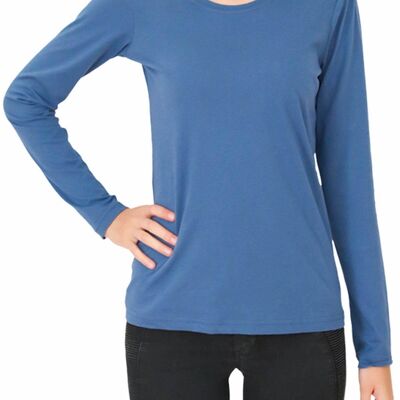 1251-05 | Chemise manches longues femme - bleu jean