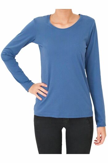 1251-05 | Chemise manches longues femme - bleu jean 1