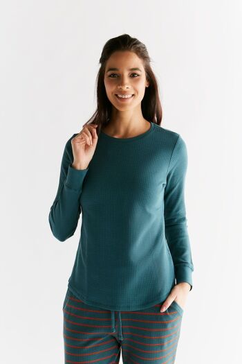 1252-063 | Chemise à manches longues pour femmes en tricot gaufré - Sapin 1