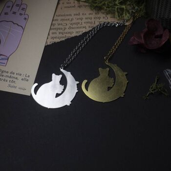 collier pendentif chat noir en acier inoxydable 2