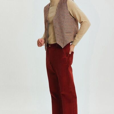 Pantaloni da uomo in velluto a coste dalla vestibilità rilassata Rosso scuro