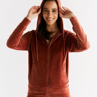 1271-043 | Women's velor hooded jacket - Tabasco