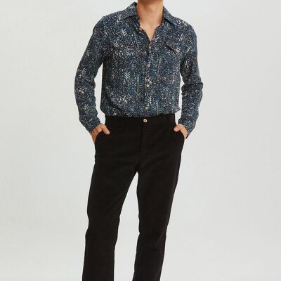 Relaxed Fit Corduroy Men's Trousers Black