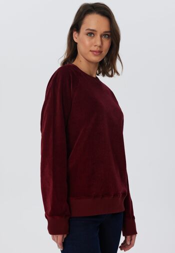 1278-030 | Sweat Velours Côtelé Femme - Bordeaux 3