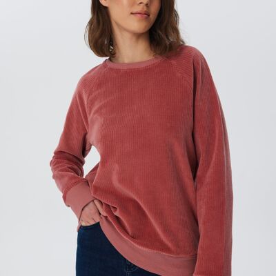 1278-072 | Sweat Velours Côtelé Femme Mauve Foncé