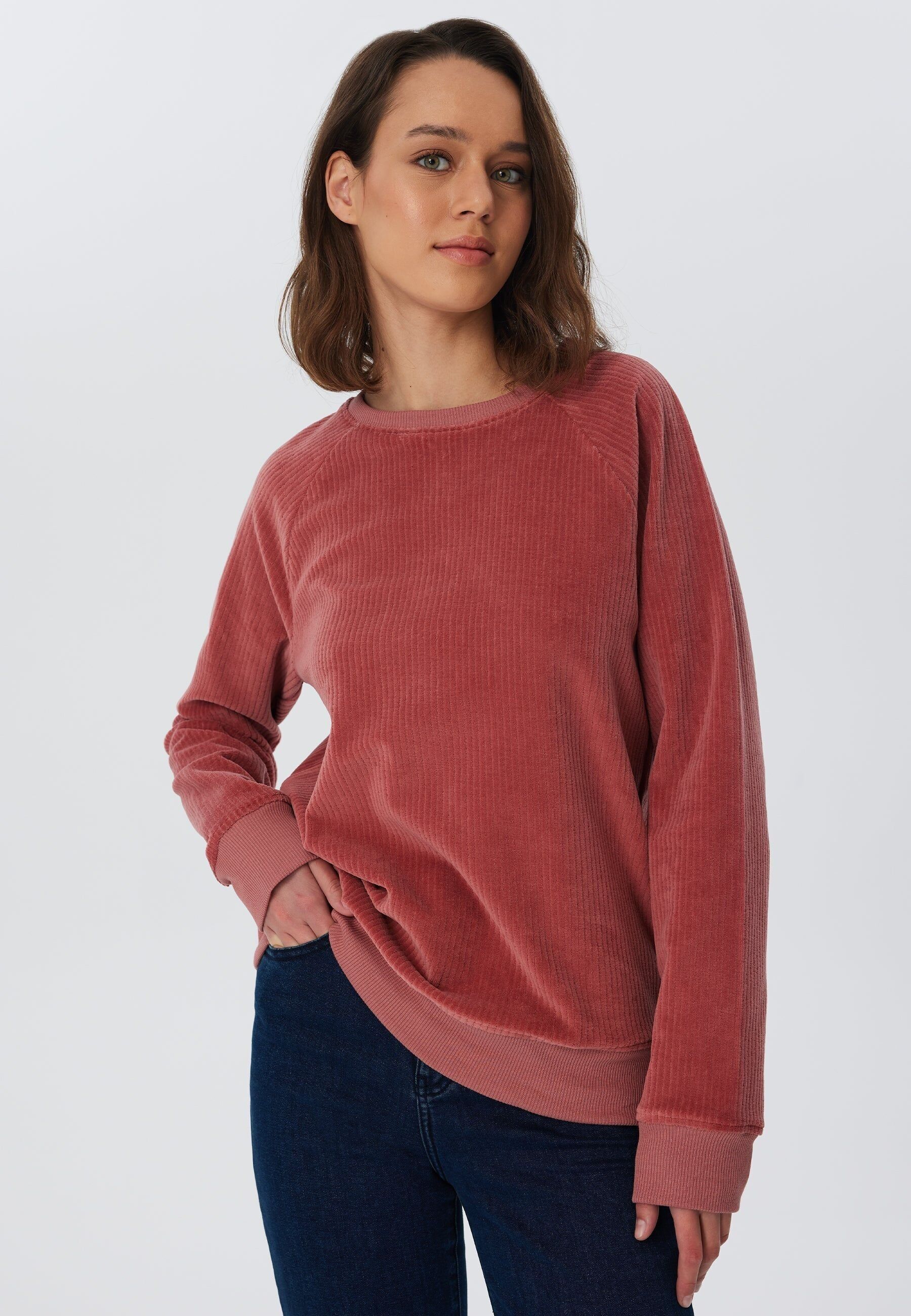 1278-072 | Sweat Velours Côtelé Femme Mauve Foncé