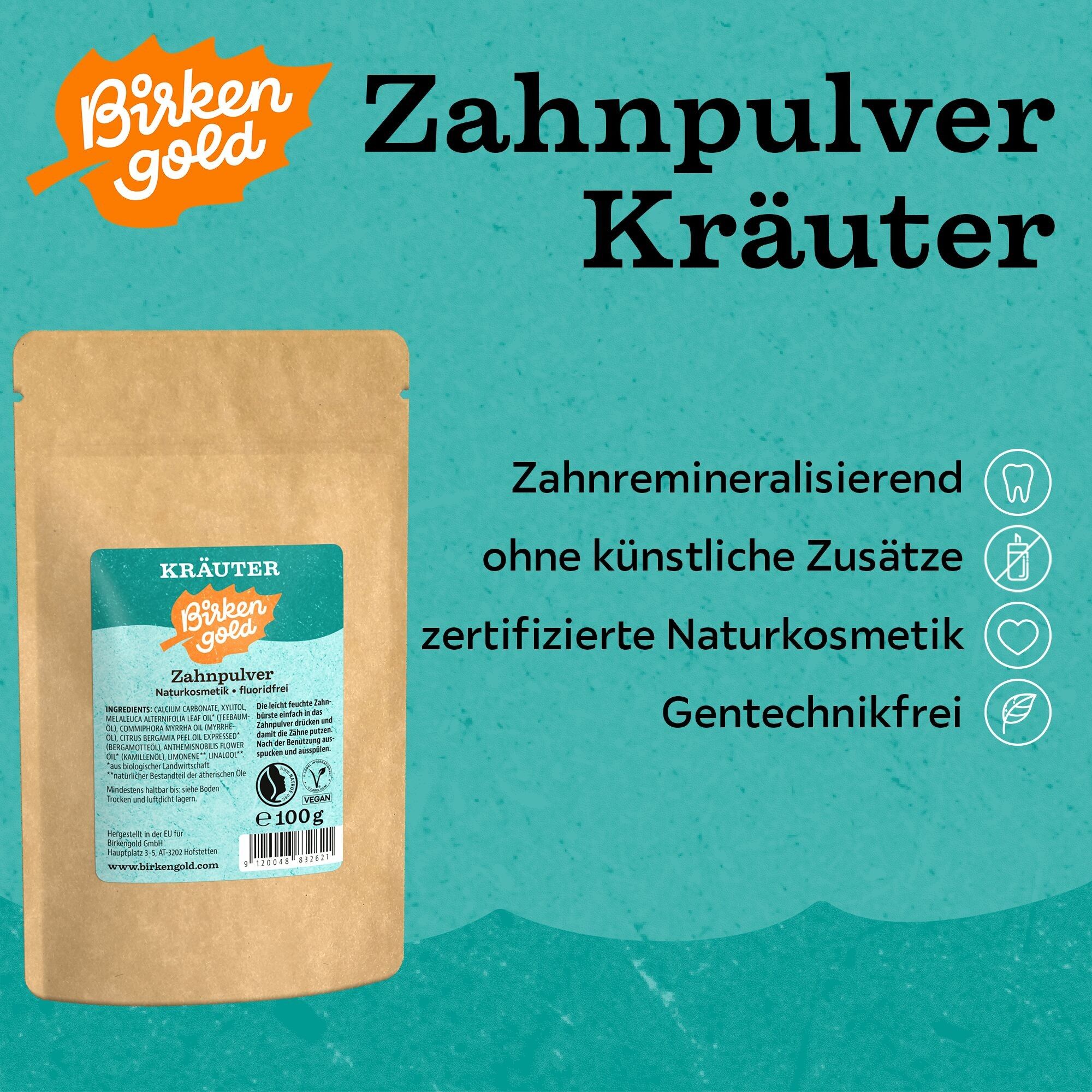 Birkengold Zahnpulver Kräuter Nachfüllbeutel 100g