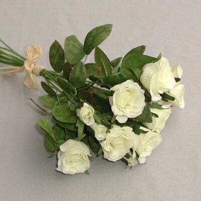 Mazzo di rose x12, L=27 cm, crema