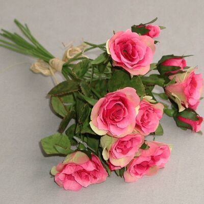 Mazzo di rose x12, L=27 cm, rosa