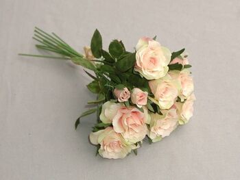 Bouquet de roses x12, L=27 cm, pêche