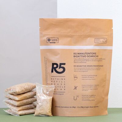 R5 Bioactive drain cleaner - with selected effective microorganisms - 6 single doses
