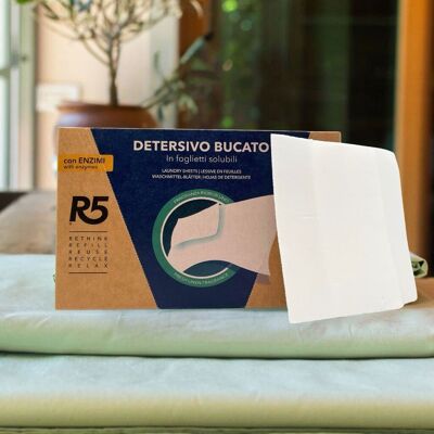 R5 Laundry detergent sheets with ENZYMES - 30 washes - in the washing machine and by hand