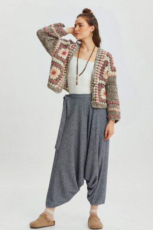 Winter Boho Harem Pants Dark Blue