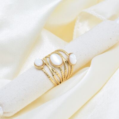 Mother-of-pearl ring in stainless steel - BG310105OR-BC