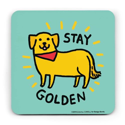 Gemma Correll - Stay Golden Dog Coaster