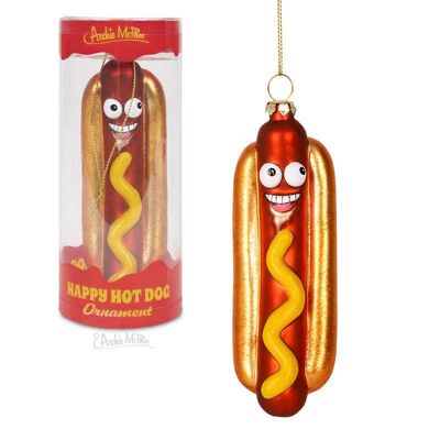 Decorazione natalizia con ornamento per hot dog felice