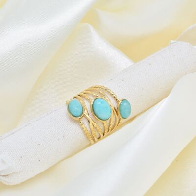Bague amazonite en acier inoxydable - BG310105OR-BL
