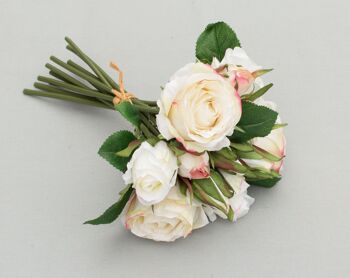 Bouquet de roses x 12, L = 30 cm, crème