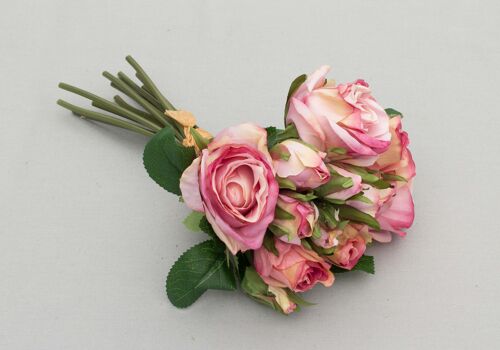 Rosenstrauß x 12, L= 30 cm, rosa/altrosa