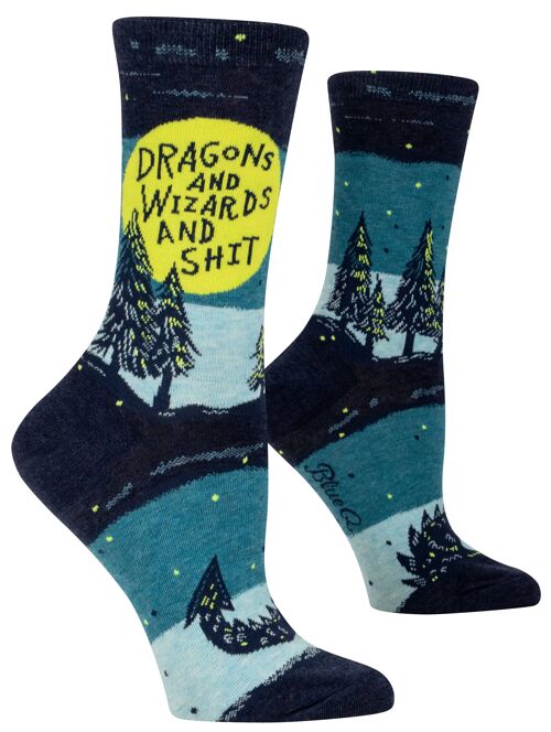 Dragons & Wizards & Shit Crew Socks- new!