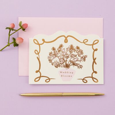 Wedding Blooms  | Vintage Floral Wedding Card | Shaped Card