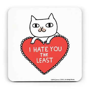 Gemma Correll - Dessous de verre Je te déteste le moins chat 1