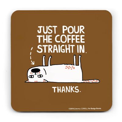 Gemma Correll - Versez le sous-verre de chat de café