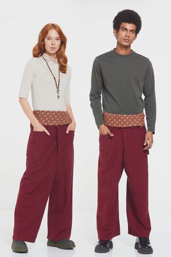 Pantalon de pêcheur thaïlandais chaud unisexe rouge foncé 1