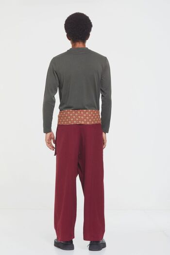 Pantalon de pêcheur thaïlandais chaud unisexe rouge foncé 4