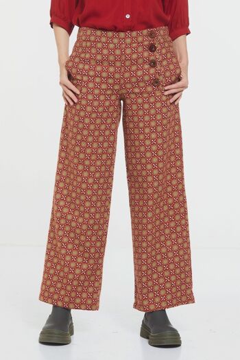 Pantalon Boho à Jambes Larges Pour Femme Marron 2