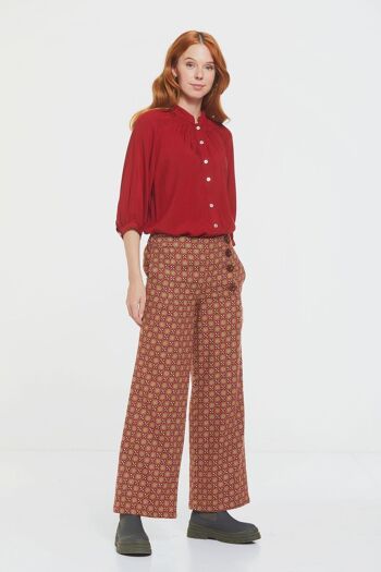 Pantalon Boho à Jambes Larges Pour Femme Marron 3