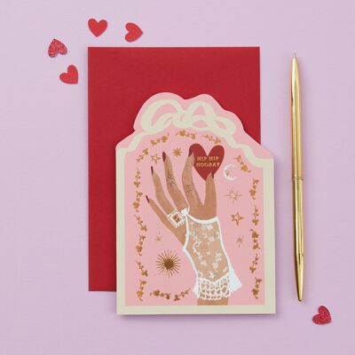 Hip Hip Hooray | Wedding and Engagement Card | Vintage Lace Glove