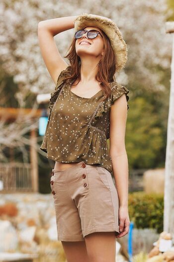 Short Femme Avec Boutons Orange 2