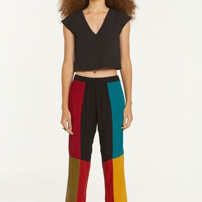 Pantalones Boho Patchwork Mujer Negro