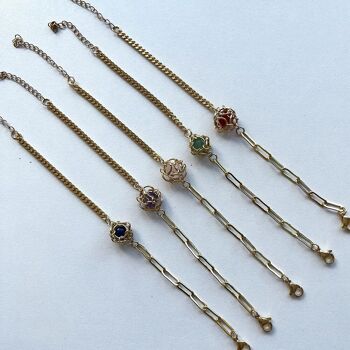 Ensemble de bracelets à maillons inspirés du macramé doré, pierres précieuses assorties, lot de 5 3